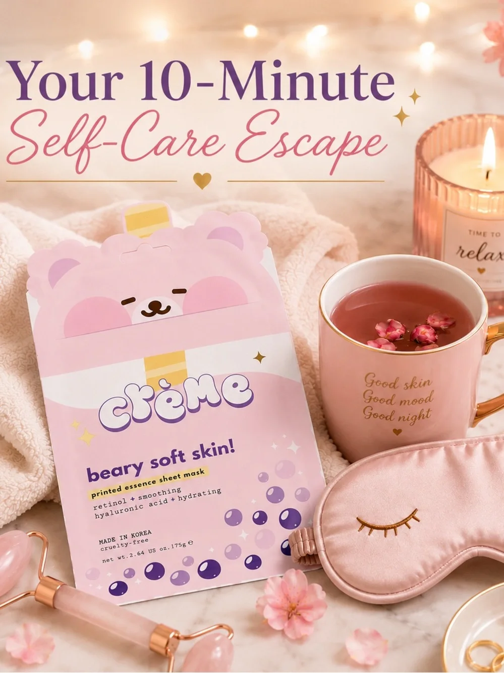 The Crème Shop Beary Soft Skin Sheet Mask | Retinol + Hyaluronic Acid